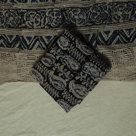 Pedana Kalamkari Hand Block Print Natural Dyed Cotton 3pc Unstitched Dress Material Suit Set 05