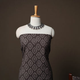 Brown - Jaipur Print Cotton 3pc Unstitched Dress Material Suit Set 09