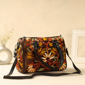 Black Kashmiri Crewel Hand Embroidery Handbag