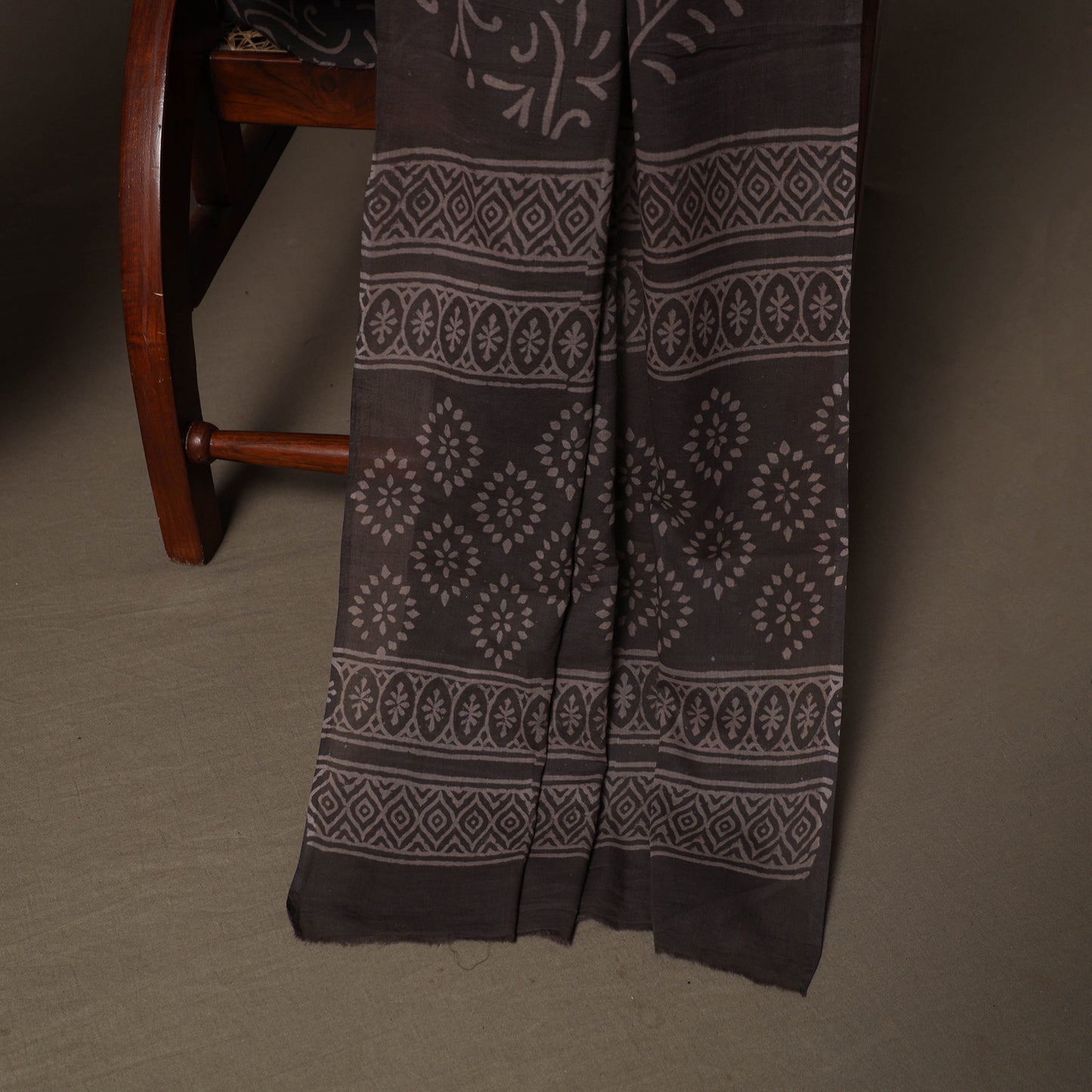 Brown - Jaipur Print Cotton 3pc Unstitched Dress Material Suit Set 09
