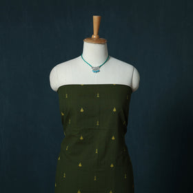 Jacquard Cotton 2pc Unstitched Dress Material Kurta Set with Jewellery Set 39