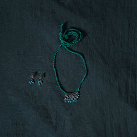 Jacquard Cotton 2pc Unstitched Dress Material Kurta Set with Jewellery Set 39