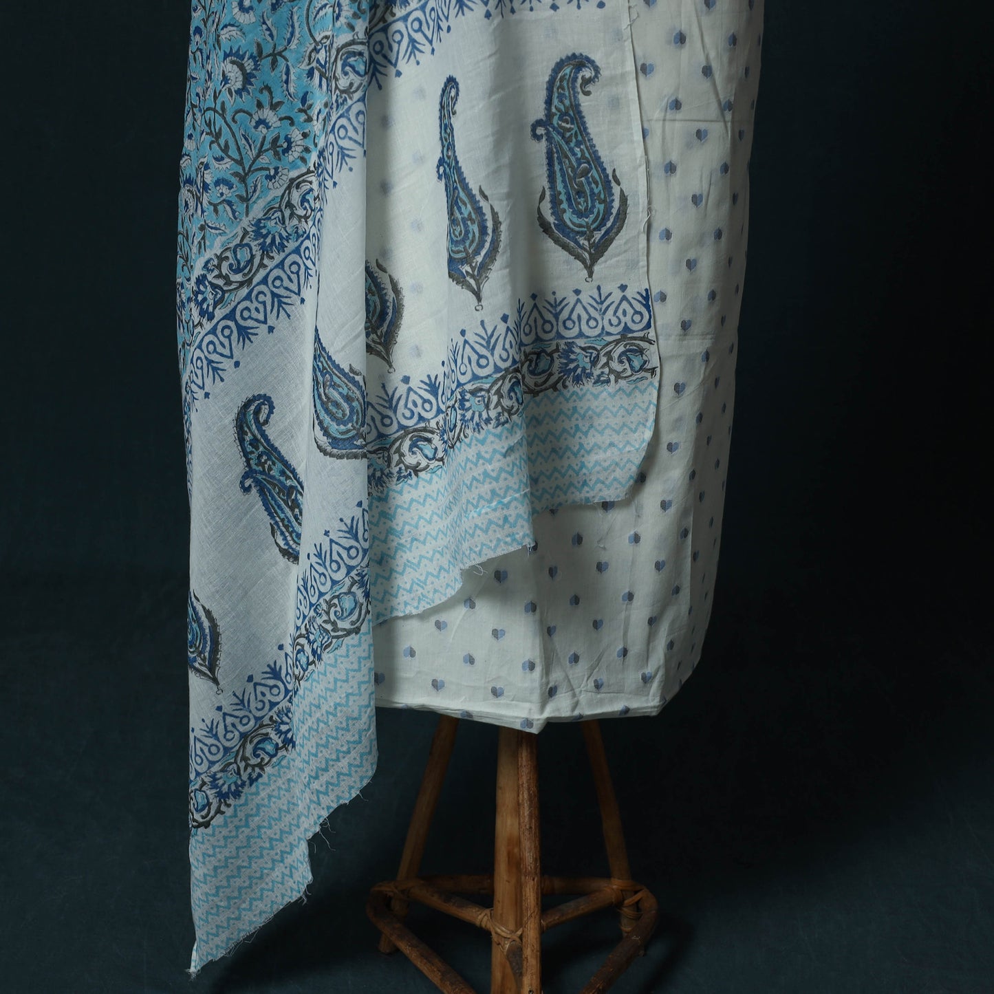 Jacquard Cotton 2pc Unstitched Dress Material Kurta Set with Jewellery Set 40