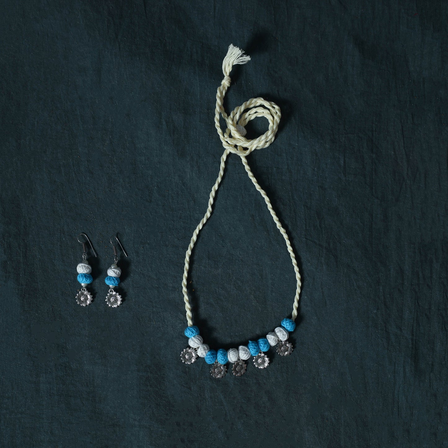 Jacquard Cotton 2pc Unstitched Dress Material Kurta Set with Jewellery Set 40