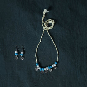 Jacquard Cotton 2pc Unstitched Dress Material Kurta Set with Jewellery Set 40