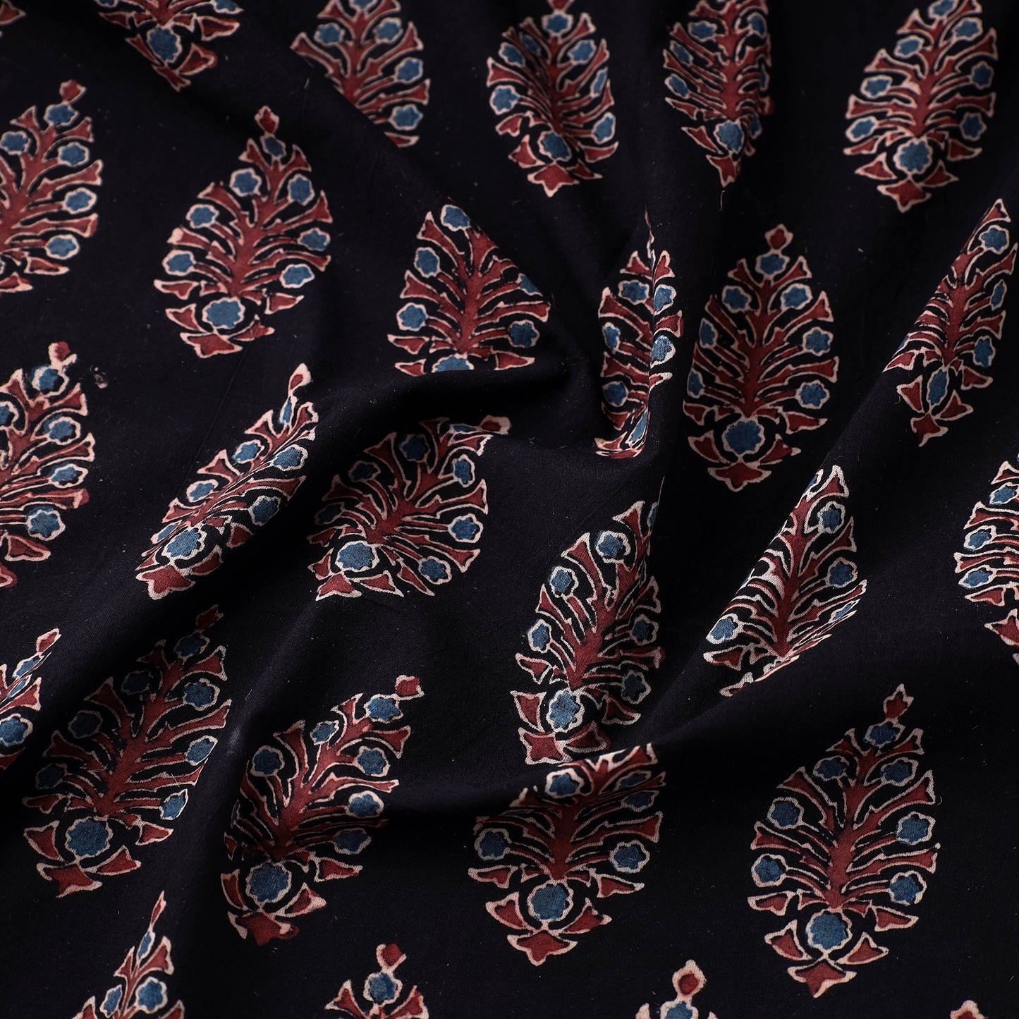 Black - Block Print Cotton Ajrakh Fabric 05