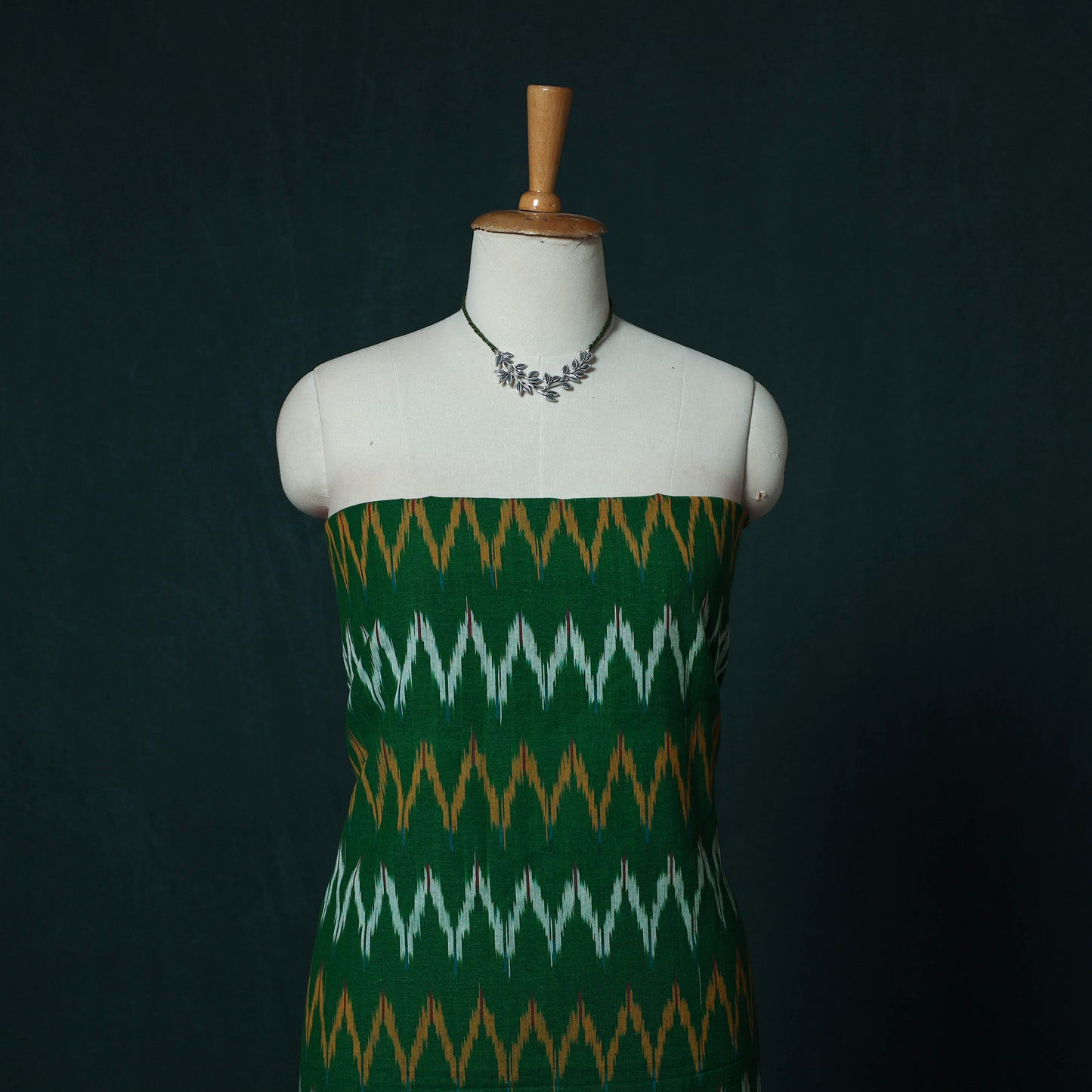 Pochampally Ikat Cotton 2pc Unstitched Dress Material Kurta Set with Jewellery Set 01