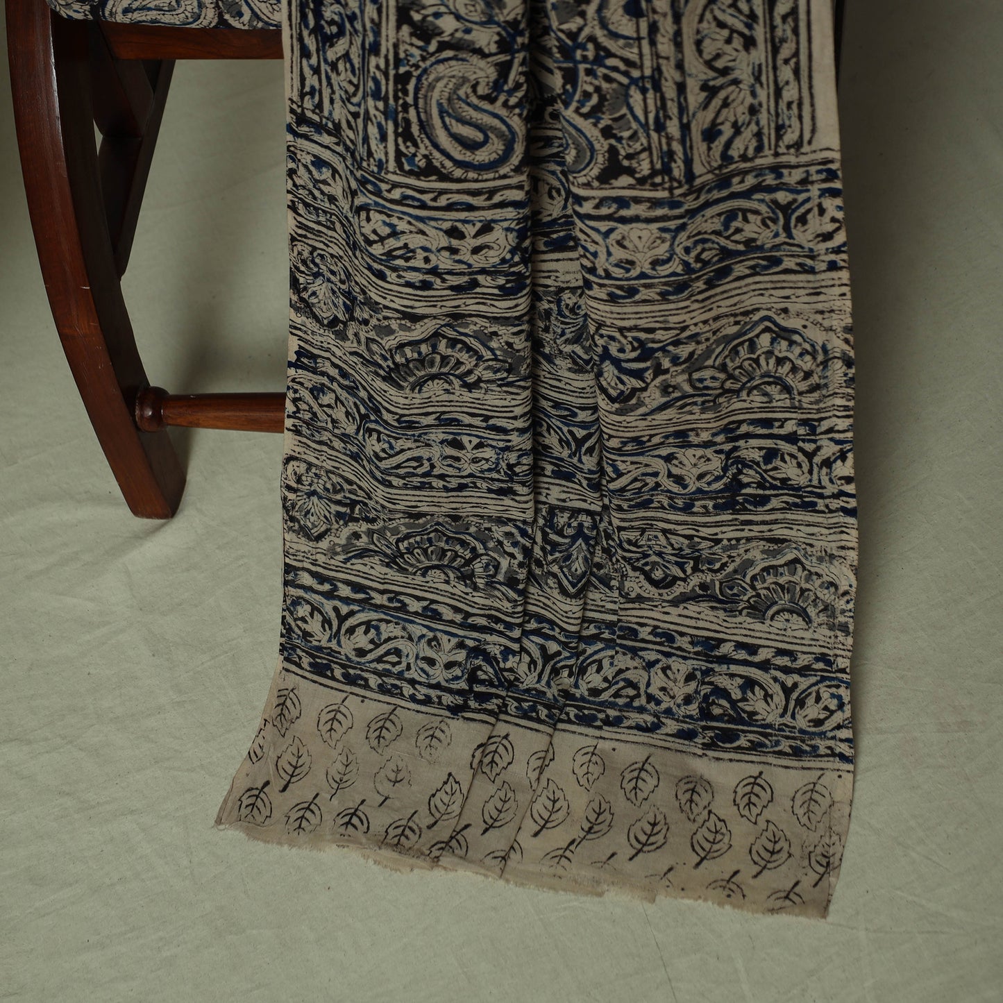 Pedana Kalamkari Hand Block Print Natural Dyed Cotton 3pc Unstitched Dress Material Suit Set 09
