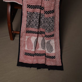 Black - Natural Dyed Cotton 3pc Unstitched Hand Block Bagh Print Dress Material Suit Set 12