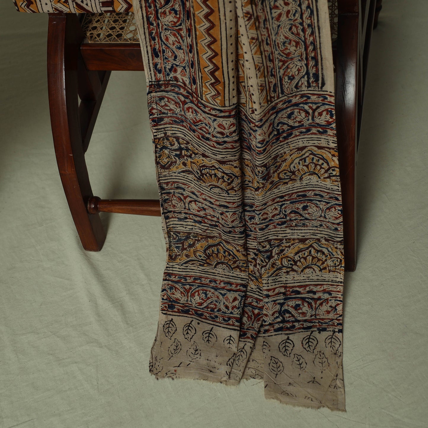 Pedana Kalamkari Hand Block Print Natural Dyed Cotton 3pc Unstitched Dress Material Suit Set 10