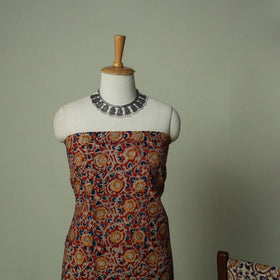 Pedana Kalamkari Hand Block Print Natural Dyed Cotton 3pc Unstitched Dress Material Suit Set 11