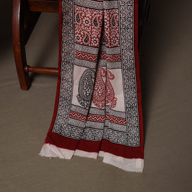 Red - Natural Dyed Cotton 3pc Unstitched Hand Block Bagh Print Dress Material Suit Set 13