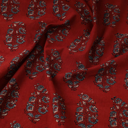 Red - Ajrakh Block Printed Cotton Precut Fabric (3 meter) 100