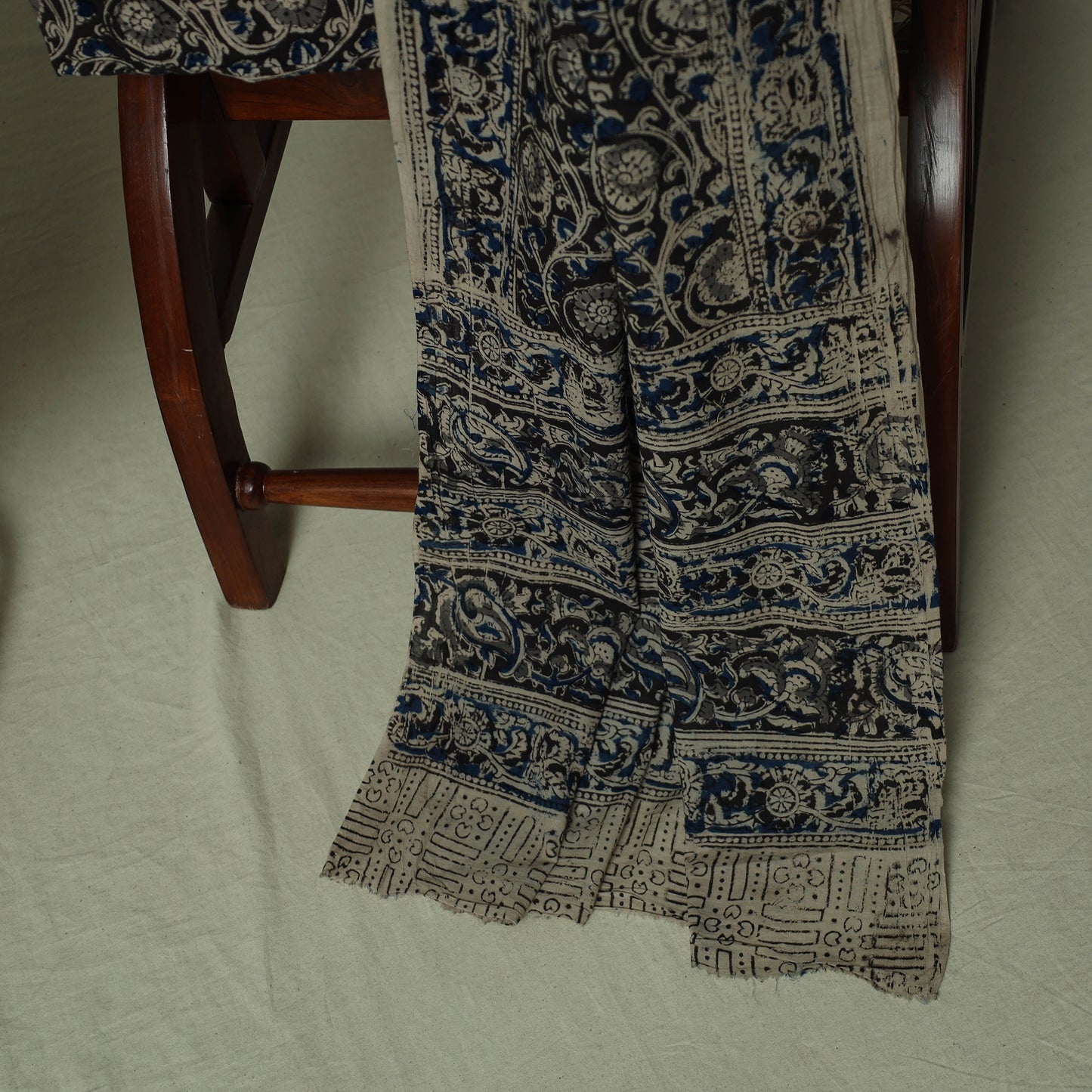 Pedana Kalamkari Hand Block Print Natural Dyed Cotton 3pc Unstitched Dress Material Suit Set 12