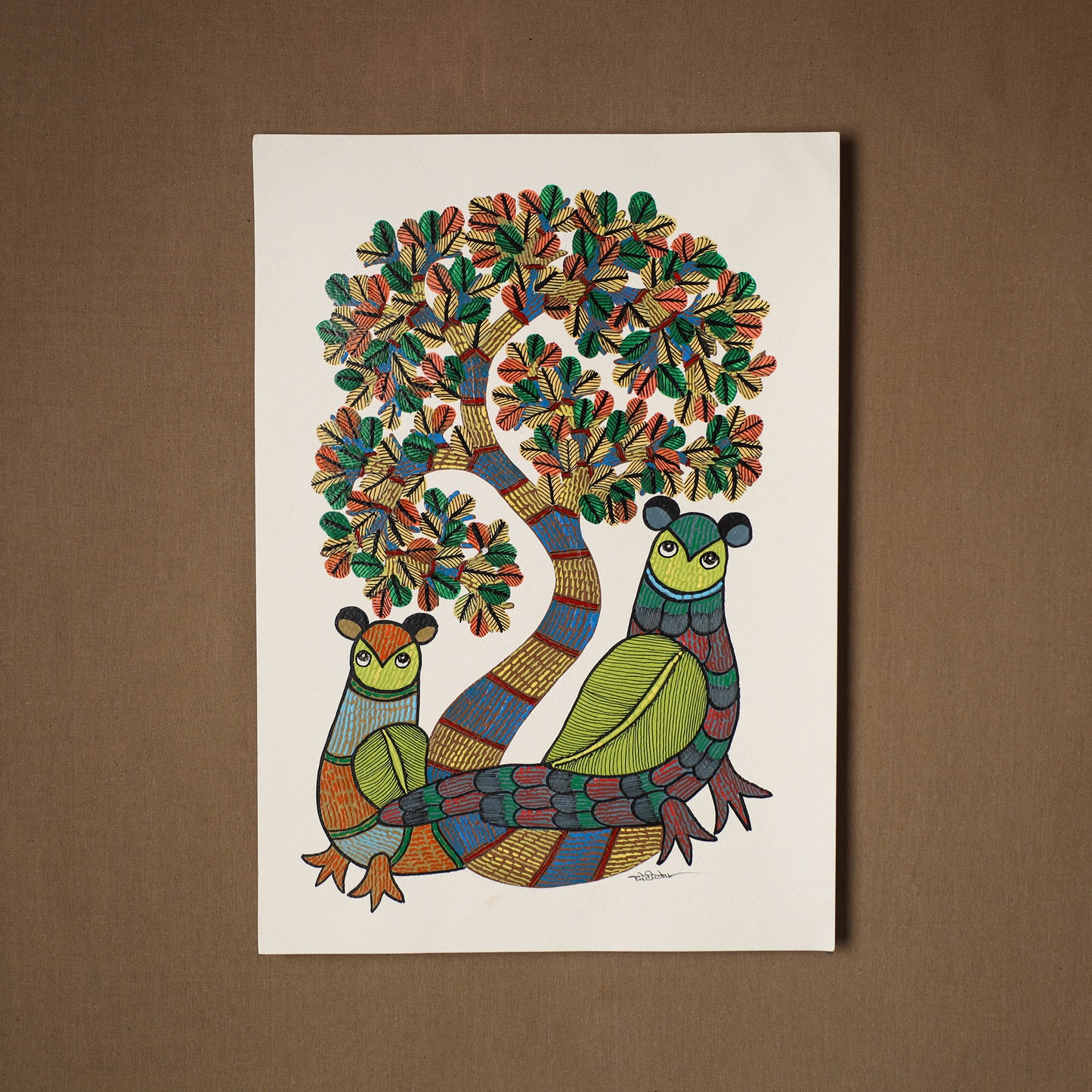 Multicolor - original folk art gond painting by choti tekam