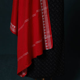 Hand Embroidered Ajrakh Block Print Natural Dyed Cotton 2pc Unstitched Dress Material Kurta Set with Jewellery Set 05