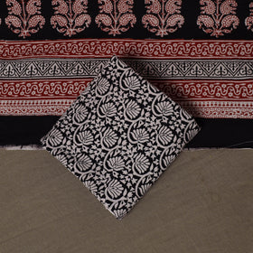 Multicolor - Natural Dyed Cotton 3pc Unstitched Hand Block Bagh Print Dress Material Suit Set 15