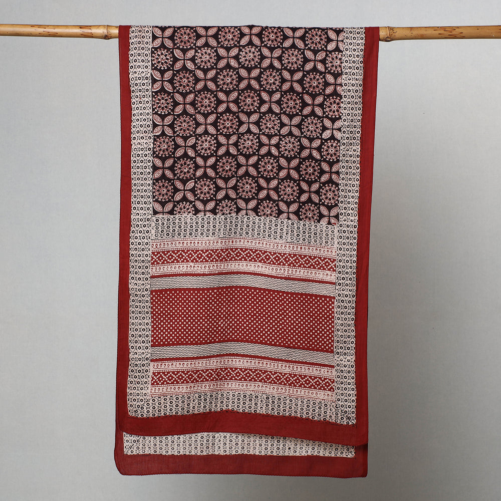 Red - Bagh Hand Block Printed Cotton Stole