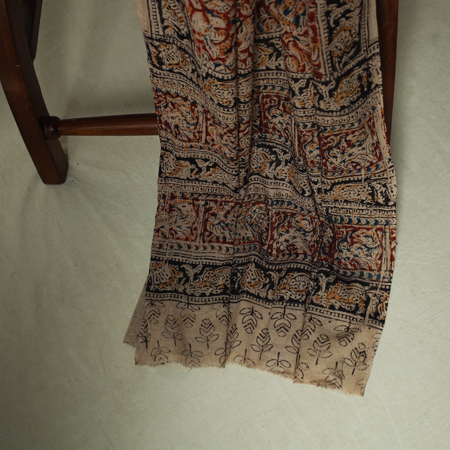 Pedana Kalamkari Hand Block Print Natural Dyed Cotton 3pc Unstitched Dress Material Suit Set 15