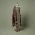Pedana Kalamkari Hand Block Print Natural Dyed Cotton 3pc Unstitched Dress Material Suit Set 15
