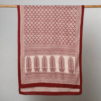 Red - Bagh Hand Block Printed Cotton Stole