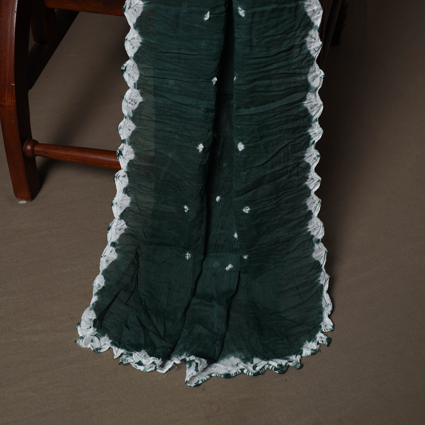 Green - Kutch Tie-Dye Cotton Satin 3pc Unstitched Bandhani Dress Material Suit Set 18