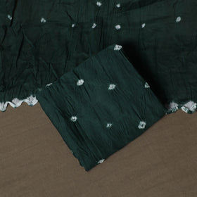Green - Kutch Tie-Dye Cotton Satin 3pc Unstitched Bandhani Dress Material Suit Set 18