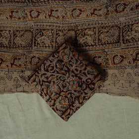 Pedana Kalamkari Hand Block Print Natural Dyed Cotton 3pc Unstitched Dress Material Suit Set 16