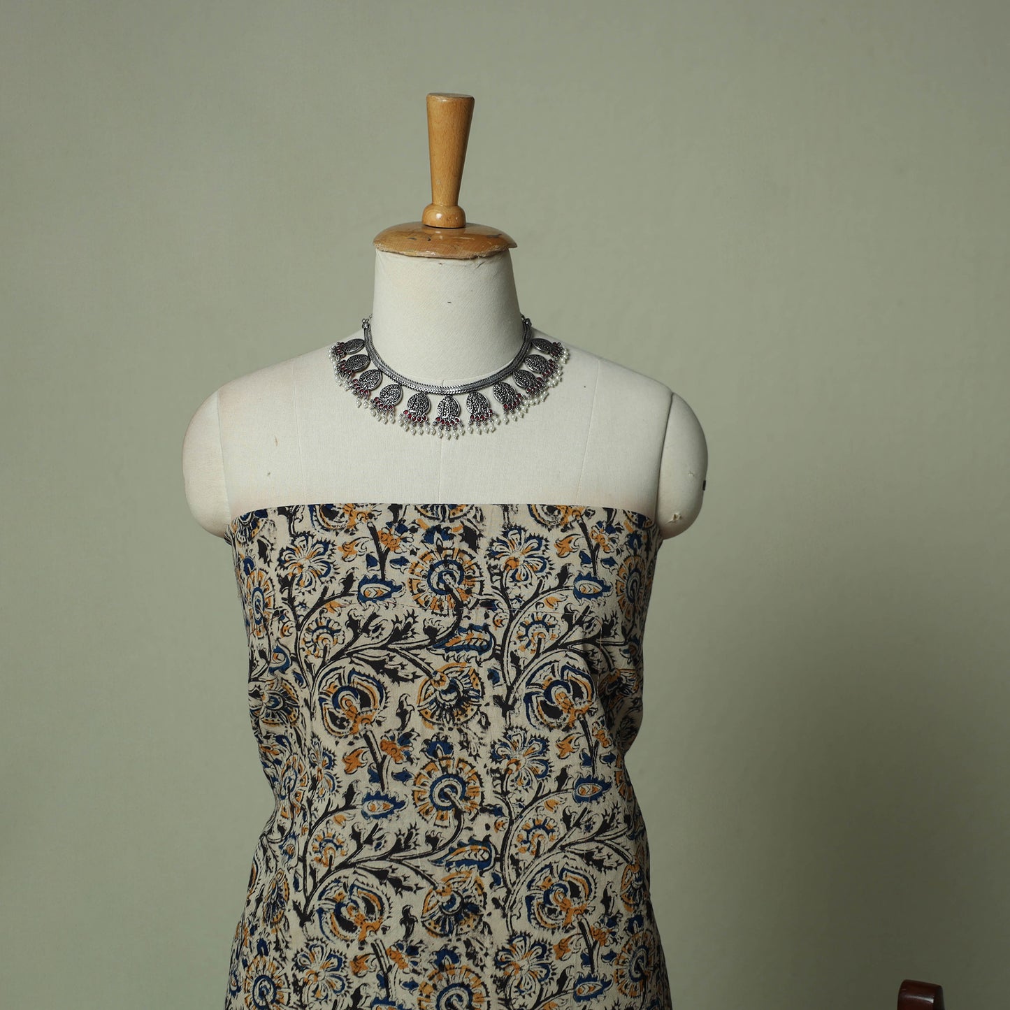 Pedana Kalamkari Hand Block Print Natural Dyed Cotton 3pc Unstitched Dress Material Suit Set 17