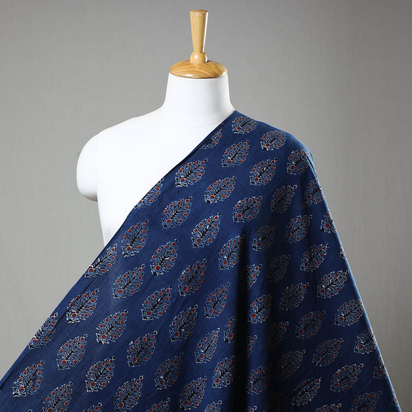 Blue - Block Print Cotton Ajrakh Fabric 03