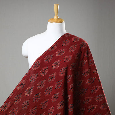 Red - Block Print Cotton Ajrakh Fabric 04