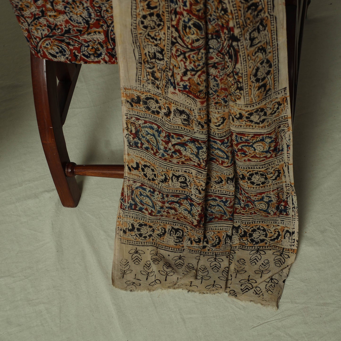 Pedana Kalamkari Hand Block Print Natural Dyed Cotton 3pc Unstitched Dress Material Suit Set 17