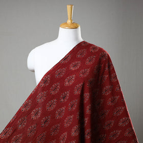 Buy Red Block Print Cotton Ajrakh Fabric Online