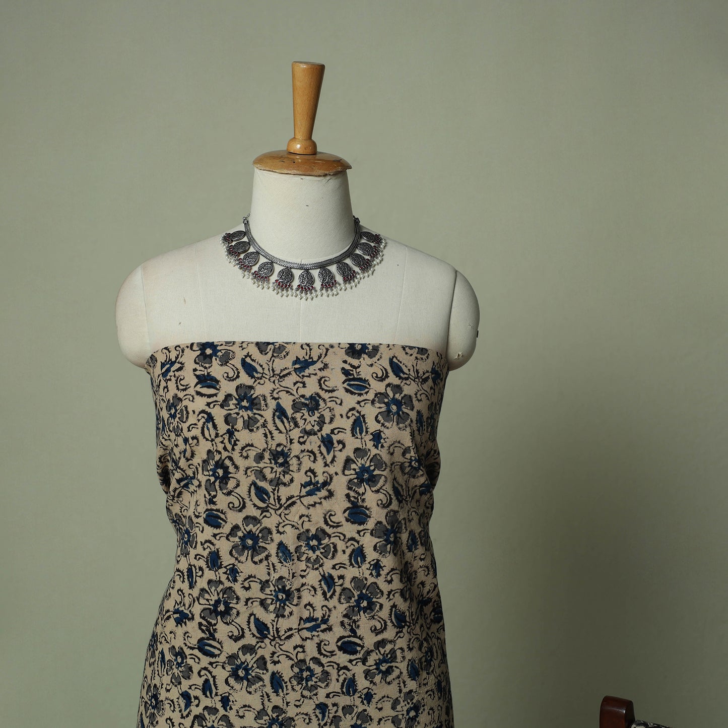 Pedana Kalamkari Hand Block Print Natural Dyed Cotton 3pc Unstitched Dress Material Suit Set 18