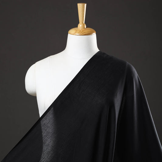 Black - Prewashed Plain Dyed Mul Cotton Fabric