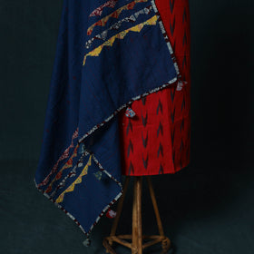 Pochampally Ikat Cotton 2pc Unstitched Dress Material Kurta Set with Jewellery Set 10