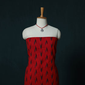 Pochampally Ikat Cotton 2pc Unstitched Dress Material Kurta Set with Jewellery Set 10