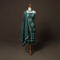 Green - Kutch Tie-Dye Cotton Satin 3pc Unstitched Bandhani Dress Material Suit Set 22