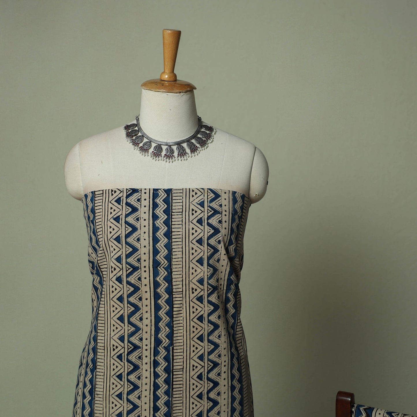 Pedana Kalamkari Hand Block Print Natural Dyed Cotton 3pc Unstitched Dress Material Suit Set 20
