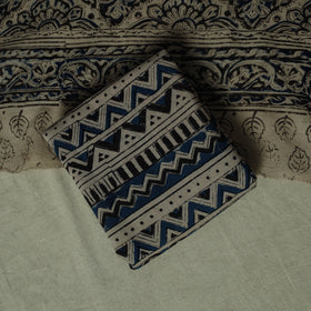 Pedana Kalamkari Hand Block Print Natural Dyed Cotton 3pc Unstitched Dress Material Suit Set 20