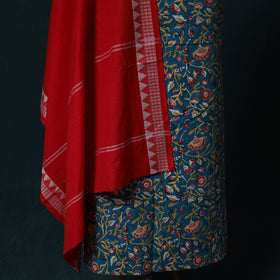 Hand Embroidered Sanganeri Block Print Cotton 2pc Unstitched Dress Material Kurta Set with Jewellery Set 13