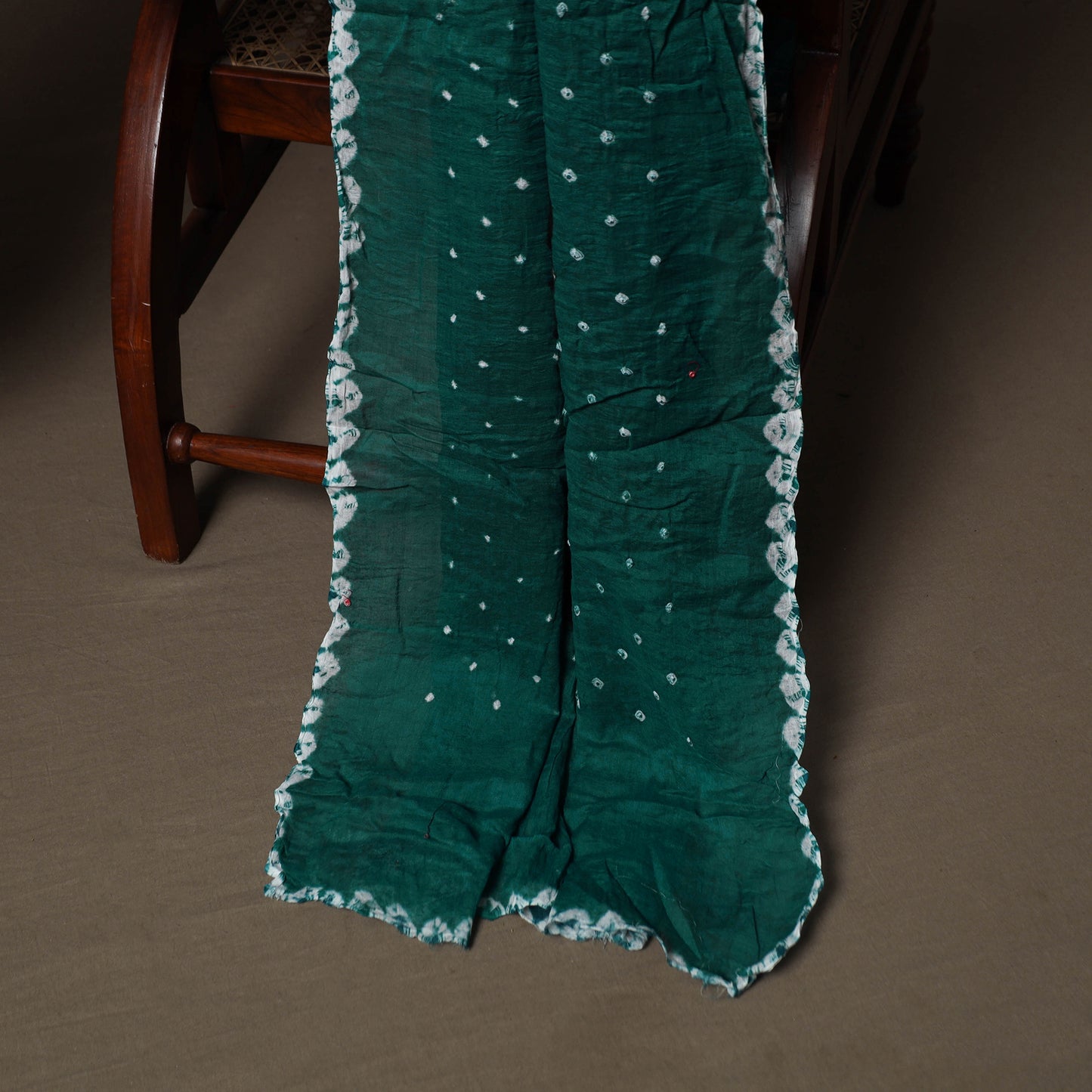 Green - Kutch Tie-Dye Cotton Satin 3pc Unstitched Bandhani Dress Material Suit Set 24