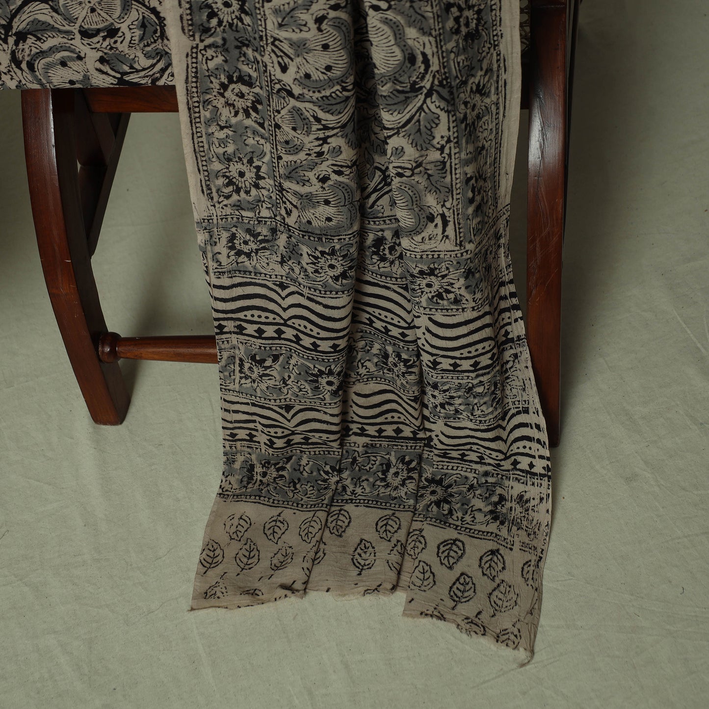 Pedana Kalamkari Hand Block Print Natural Dyed Cotton 3pc Unstitched Dress Material Suit Set 22