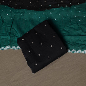 Green - Kutch Tie-Dye Cotton Satin 3pc Unstitched Bandhani Dress Material Suit Set 24