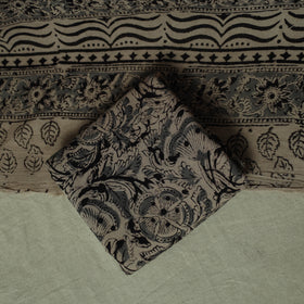 Pedana Kalamkari Hand Block Print Natural Dyed Cotton 3pc Unstitched Dress Material Suit Set 22