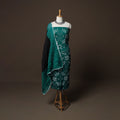 Green - Kutch Tie-Dye Cotton Satin 3pc Unstitched Bandhani Dress Material Suit Set 24