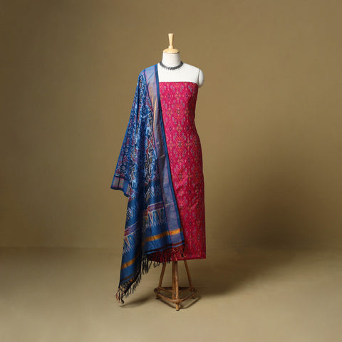 Handloom Sico Pochampally Ikat 2pc Unstitched Dress Material 13