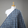 Blue Block Printed Cotton Indigo Dabu Bagru Fabric