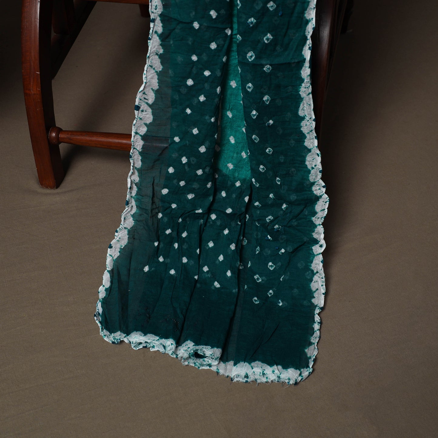 Green - Kutch Tie-Dye Cotton Satin 3pc Unstitched Bandhani Dress Material Suit Set 25