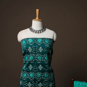Green - Kutch Tie-Dye Cotton Satin 3pc Unstitched Bandhani Dress Material Suit Set 26